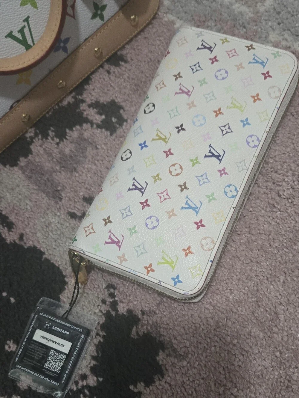 Louis Vuitton White Multicolor Monogram Zip Wallet